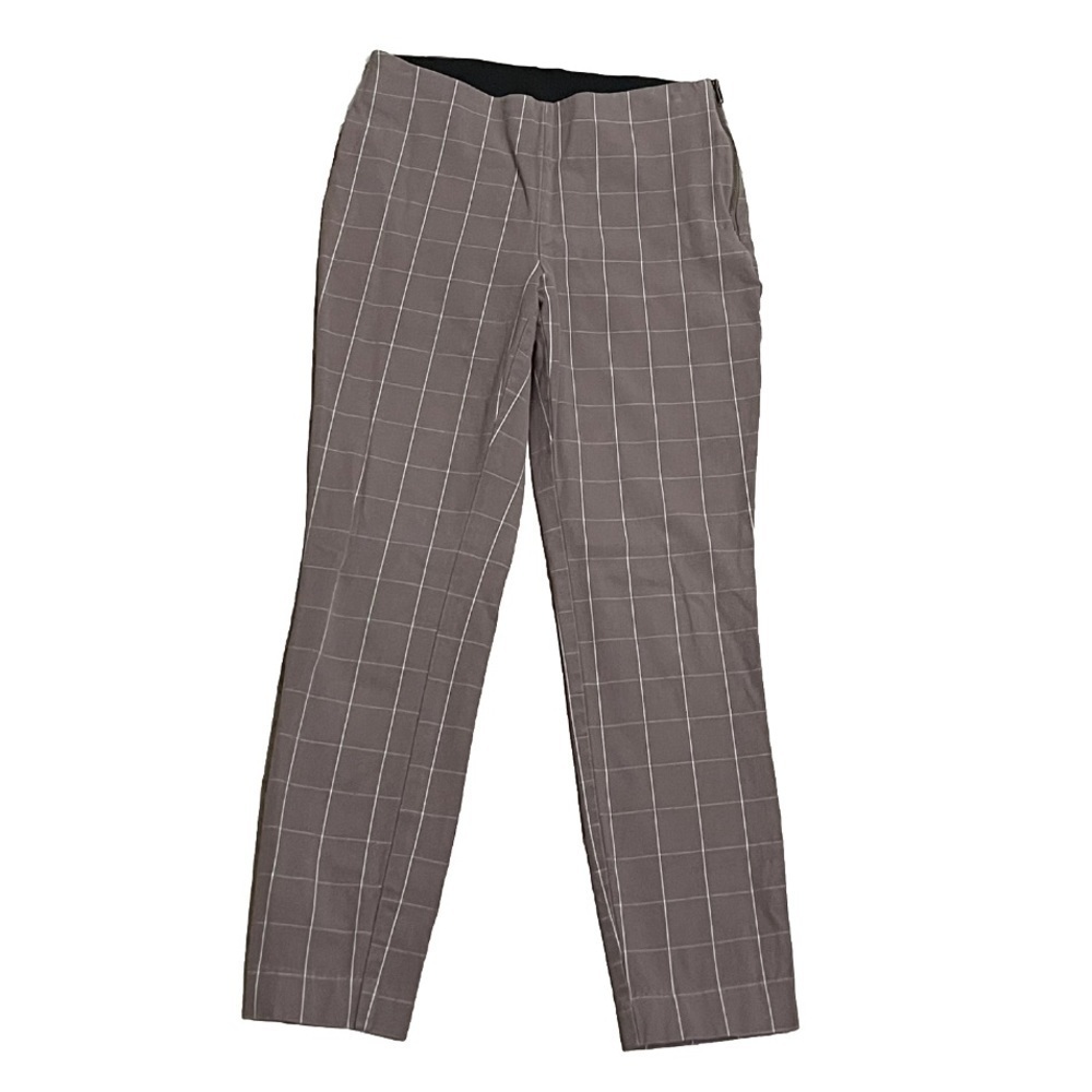 A New Day Bi Stretch Skinny Ankle Pants Mid Rise Beige Gray Brown Plaid Size 2